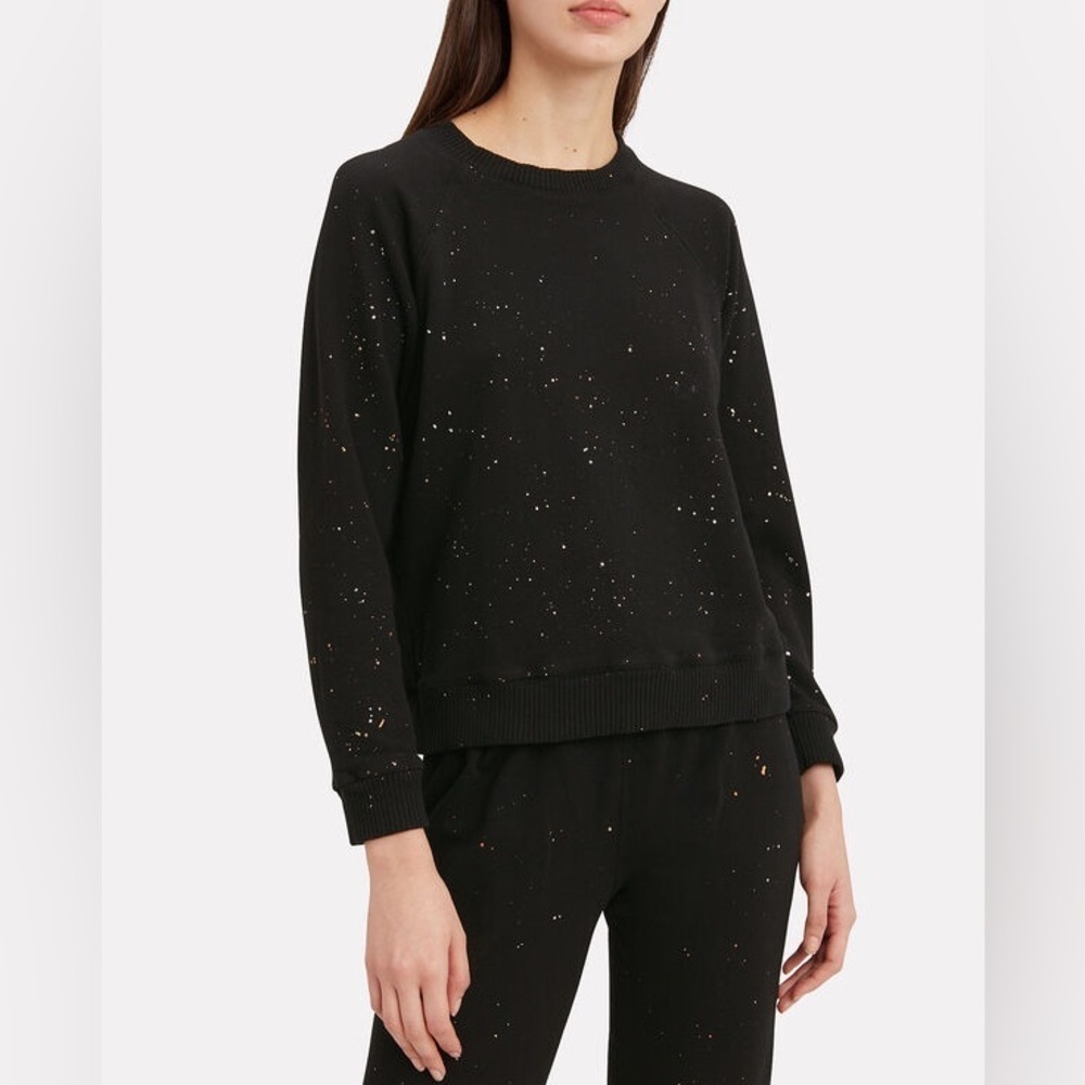 Monrow Splatter Paint Pullover Crewneck Sweatshirt